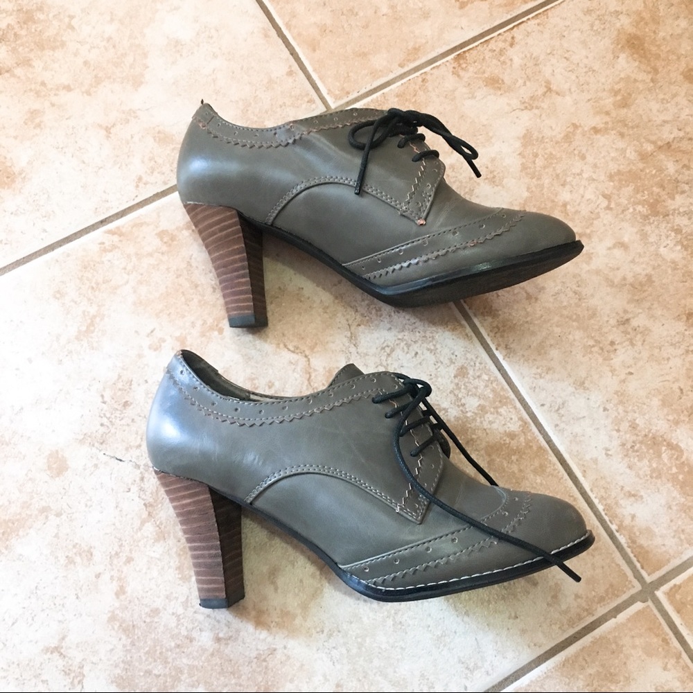 Olive oxfords high heels 35
